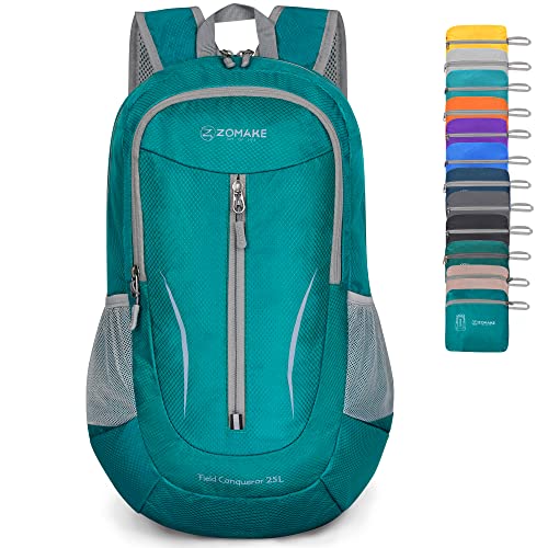 ZOMAKE Ultra Lightweight Packable Backpack 25L, Foldable Hiking Backpacks Water Resistant Small Folding Daypack for Travel(Lake Green)
