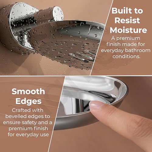 Image of Plantex J4 Stainless Steel Wall Mounted Soap Holder for Bathroom /Soap Holder for Kitchen /Soap Stand for Bathroom /Bathroom Accessories (Chrome Finish) Onix