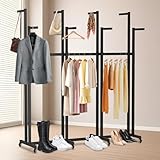 jvsufuik 8 Arm Retail Clothing Rack, Metal Clothing Display Rack for Hanging Clothes, Adjustable Height Shirt Clothes Display Stand Garment Rack with Wheels for Boutiques, Black