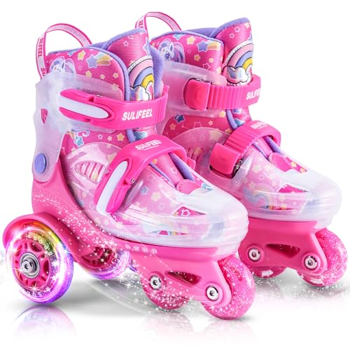 SULIFEEL Patines para Niños Patines Roller Ajustables con Ruedas Luminosas para Niñas y Niños Principiantes