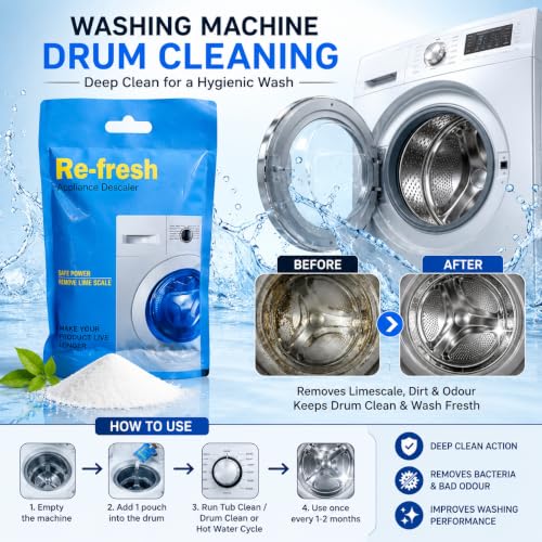 Image of Washing Machine Drum Cleaning Powder Compatible For Samsung Washing Machine Front Load and Top Load, Washing Machine Cleaning Powder -100 gm (Pack Of 10)