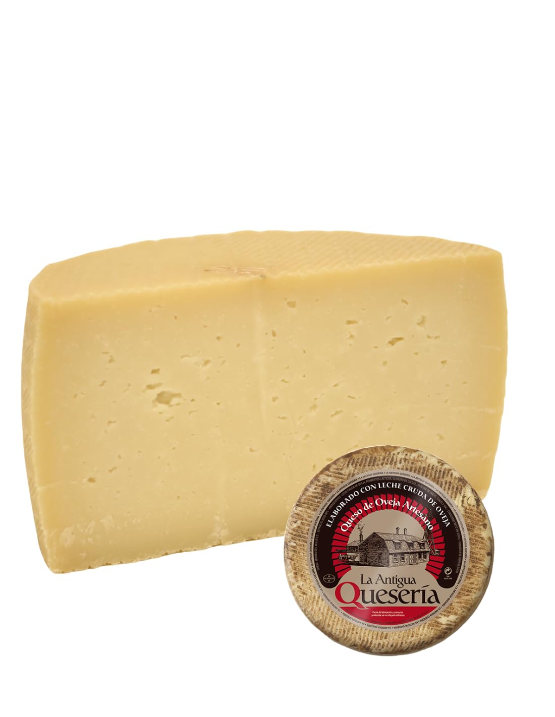 La Antigua Queseria Queso Artesano Curado de Leche Cruda de Oveja, Curación Mínima 6 Meses, MEDIA Pieza (Aprox 1500g)