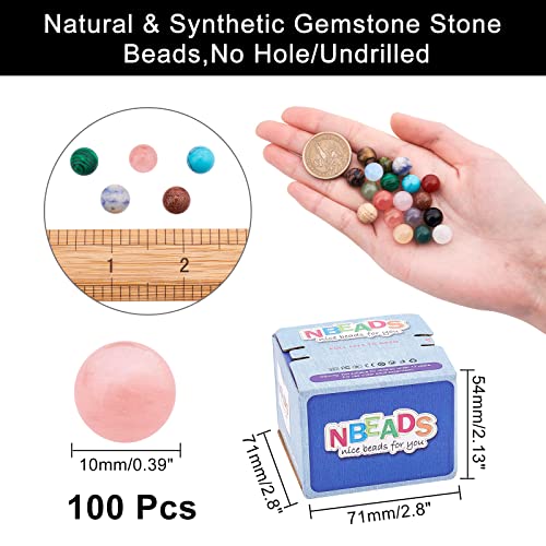 Nbeads 100 Pcs Random Mixed Color No Hole Undrilled Natural Gemstone Beads, Synthetic Loose Beads Stone Charms For Diy Jewelry Making #TOP4