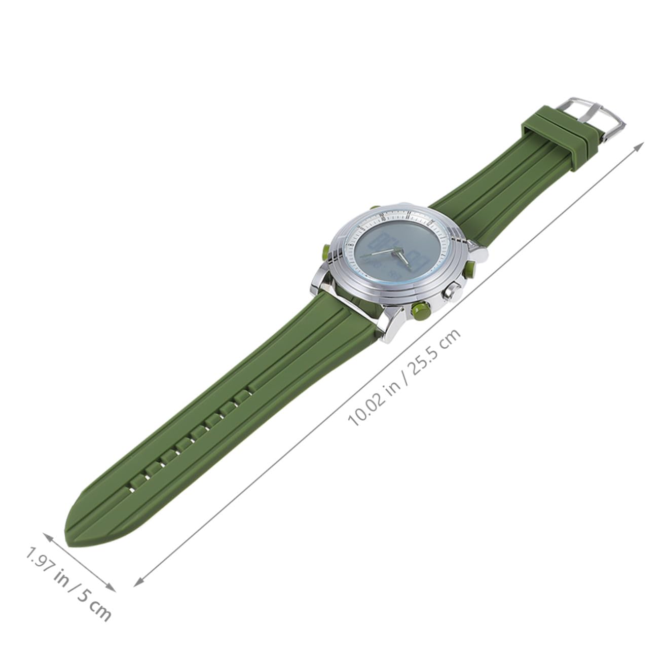 ifundom Reloj Deportivo Electrónico Doble Pantalla y Correa de Silicona Verde para Estudiantes, Resistente Función de Alarma y Diseño Luminoso para Uso Nocturno