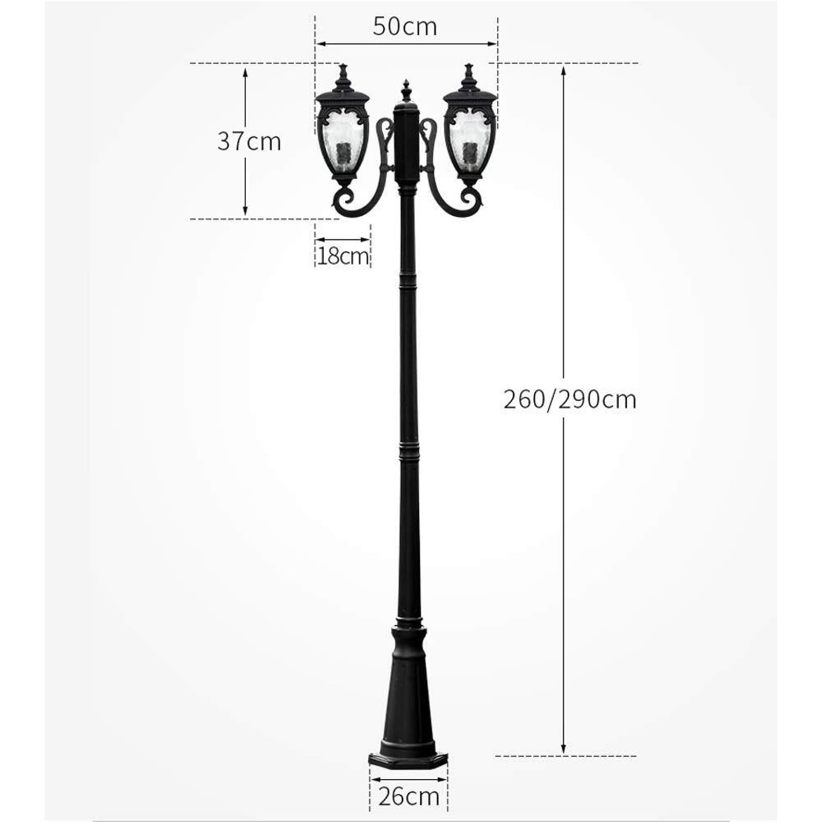 Lampy Solarne Na Słupku, Zewnętrzne Lampy Na Słupku, 2-Punktowe Lampy Zewnętrzne Na Słupku, Wodoodporna Lampa Uliczna Ip56, Antykorozyjna, Aluminiowa, Wysoka Lampa N,One Color-Height 290cm