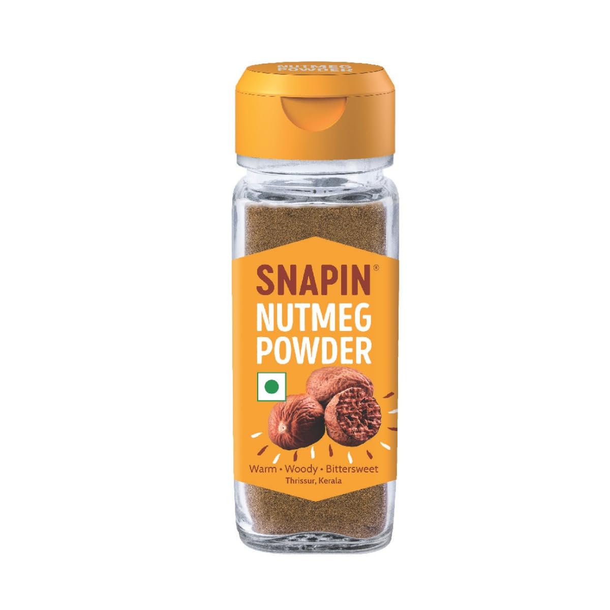 SNAPIN Nutmeg Powder (Jaiphal/Jathikka) | 50 g Glass Bottle | Fine Ground, Aromatic Spice | For Coffee, Baking, Desserts & Curries