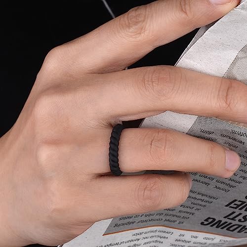 Egnaro Silicone Wedding Ring For Women,Seamless Thin And Stackble Braided Rubber Wedding Bands Rubber Rings For Women #TOP3