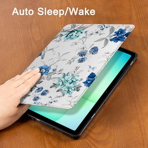 Image of CoBak Case for Samsung Galaxy Tab A11+ Plus 11 inch 2025, Multi-Viewing Angles, All New PU Leather Folio Stand Cover with Auto Sleep Wake Feature for Samsung Galaxy Tab A11+ Tablet 11-inch, Blue Blossom