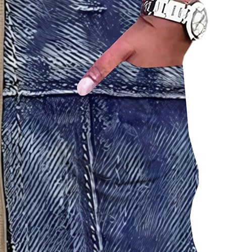Image of SUZONANA Plus Size Denim Print Shirt Maxi Dresses for Curvy Women Casual Blue Jean Summer Outfits Long Short Sleeve Dress with Pockets Ladies XL