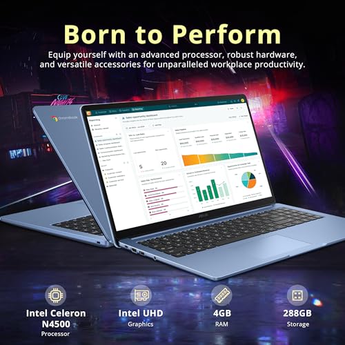Image of ASUS Chromebook CX15 15.6 inch FHD Laptop, Intel Celeron N4500, 4GB RAM, 288GB Storage (128GB eMMC+160GB Docking Station Set), Intel UHD Graphics, Number Pad, Webcam, WiFi 6, Chrome OS, Fabric Blue