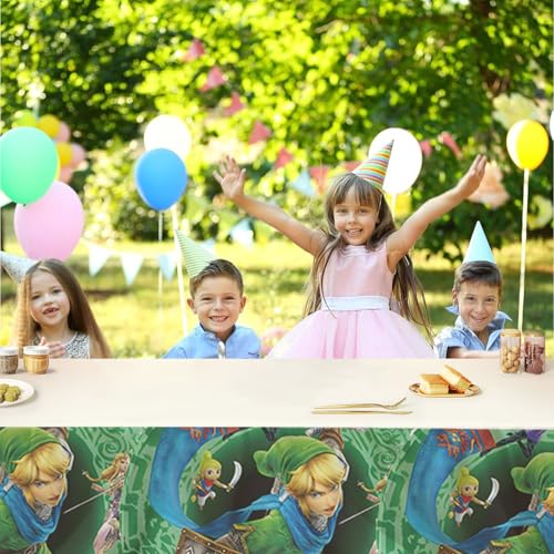 Image of 2Pcs Zeldas Tablecloth Disposable Tablecover Birthday Party Supplies and Decorations for Kid Boy Baby Shower Rectangle Tables 70 inchX42 inch,2 Pack