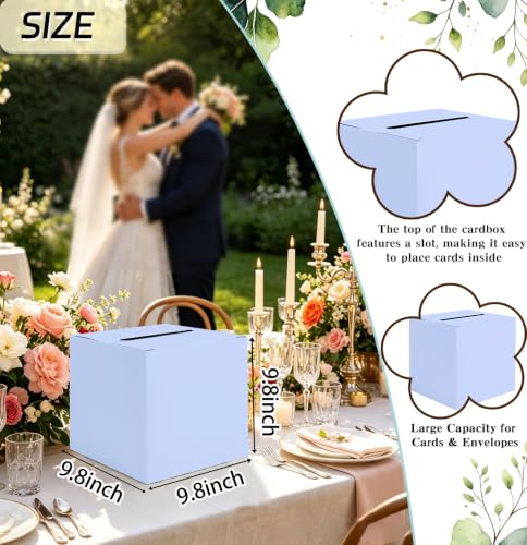 Image of SietDESEO Lavender Card Box for Graduation Large Gift Card Box Holder 9.8 inch x 9.8 inch Money Cards Box Diy Card Box for Wedding Reception Baby Shower Birthday Cards Box Holder