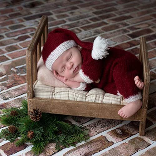Yedaoiu Kerst Pasgeboren Baby Photo Shoot Props Outfits Haakkleding Santa Claus Red Hat Broek Photography Props (0-12m) voor verjaardagsfeestje en fotocadeau,Girl - Afbeelding 6
