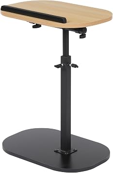 C Shaped End Table, Adjustable Height C Shaped Side Table, 360 Swivel Couch Side Tables, Flip Top Slide Laptop Desk, TV Tray Coffee Table for Living Room Bedroom Sofa Small Spaces Log Color