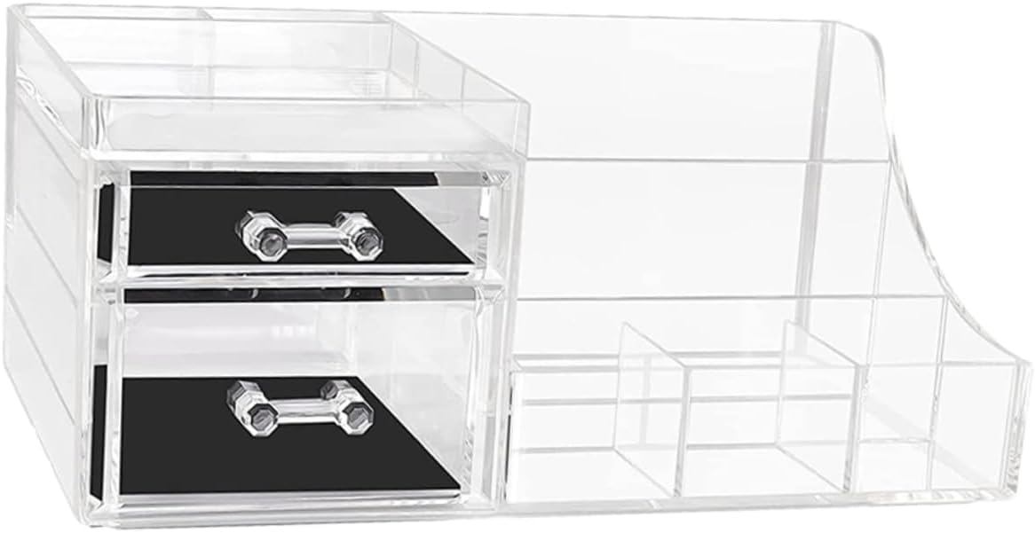Makeup Organizer Acrylic Cosmetic Display Case for Counter Multi-functional Lipstick Holder Eyeliner Brush Storage for Bedrooms Bathrooms Salons Compact Design for Easy