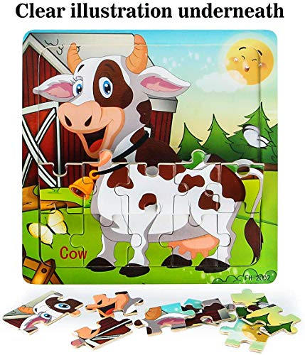 Wooden Jigsaw Puzzles for Kids Ages 3-5 Year Old 20 Piece Animals Colorful Wooden Puzzles for Toddler Children Learning Educational Puzzles Toys for Boys and Girls (6 Puzzles) - Thumbnail 4