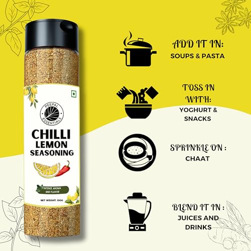 Image of Peepal Essentials chilli Lemon Seasoning for popcorn /Fries /Roasted Almonds /Grilled Corn, Gluten-Free /vegan, pure & natural