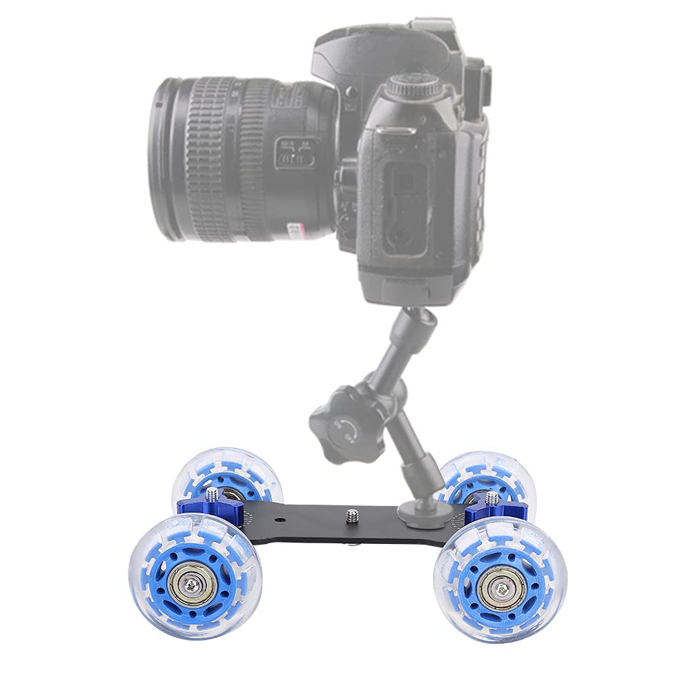 Luqeeg Caméra Dolly Skater, Mini Rouleau de Chariot de Caméra, 10 Kg de Charge Caméra Dolly Wheel Support de Caméra de Mouvement pour Reflex Numérique, Caméra, Caméscope, Vis 1/4 et Faible Bruit