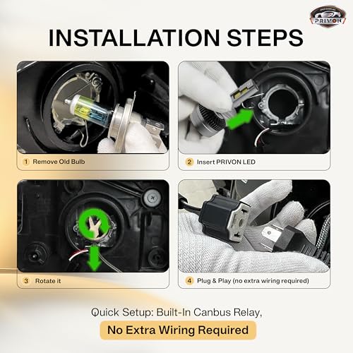 Image of PRIVON 320W Warm White H4 LED Headlight for Car - 32000LM 4300K, 2 years Replacement Guarantee, Plug & Play, Error-free CANBUS, IP 68 waterproof - pack of 2 (160W each bulb, H4 /H19)