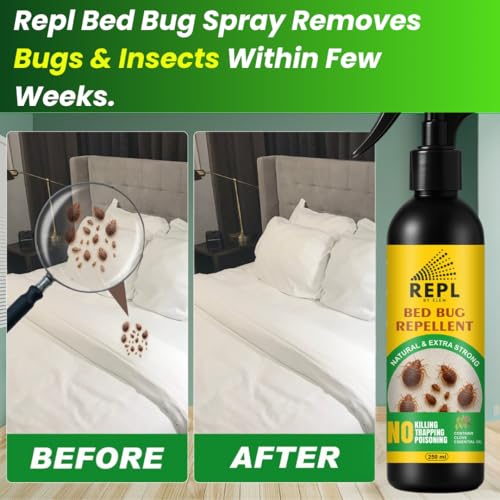 Image of Repl Bed Bug Repellent (250 X 2) ml for Home | Made of Natural Essential Oils for Long-Lasting Protection | Khatmal Spray for Mattress | Not Bed Bug Killer Insect Repellent | Pack of 2