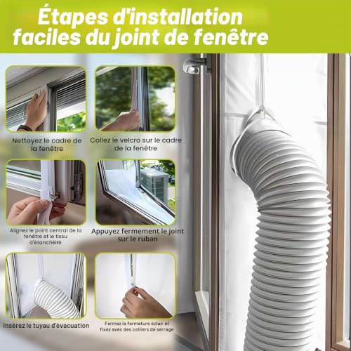 Kit de joint de fenêtre pour climatiseur 3m, Kit de joint de fenêtre pour climatiseur avec double zip et attache adhésive pour fenêtre de climatiseur portable, compatible avec sèche-linge, pour – vue 7