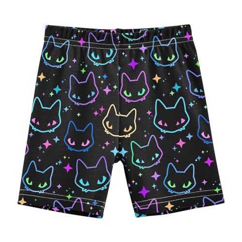 JHKKU Girls Bright Neon Cat Shorts Cotton Cartwheel Bike Kids Biker Under Dress Dance Short Girl Clothes 6T