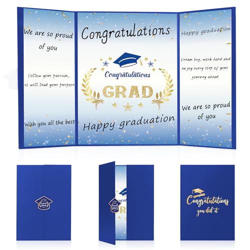 Graduation Guest Book Party Decorations-Blue Gold Graduation Guest Book Alternative Graduation Signature Congrats for 2025 College High School Graduation Party Decorations Unique Graduation Gifts