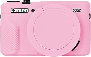 G7X2 - Funda para cámara con tapa de objetivo para cámara digital Canon G7 X Mark II, funda de silicona suave para cámara Canon G7X II, color rosa