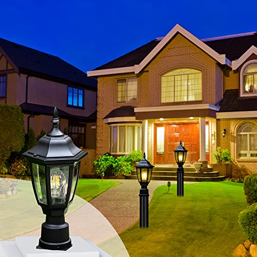 Fudesy Outdoor Post Lights, Electric Exterior Lamp Post Light Fixture With Pier Mount Base, Led Bulb Included, Anti Corrosion Black Plastic Materials thumb #5