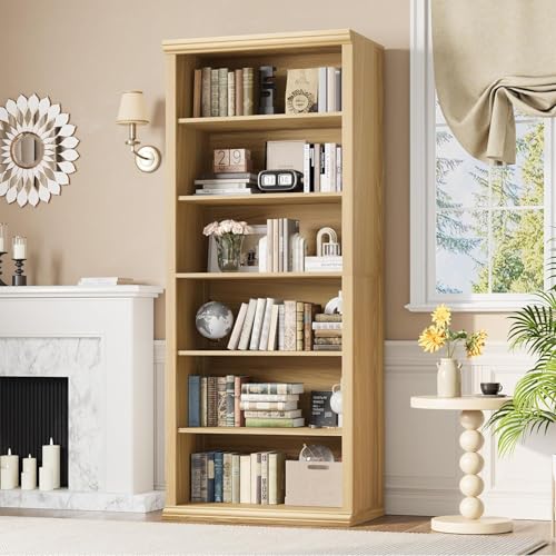 EOSVALO Bücherregal 6 Ebenen Standregal 70 x 29.7 x 182.5 cm Modernes Design Großes Stauraum für Bücher Deko & Sammlungen Freistehendes Regal für Wohnzimmer Büro Arbeitszimmer