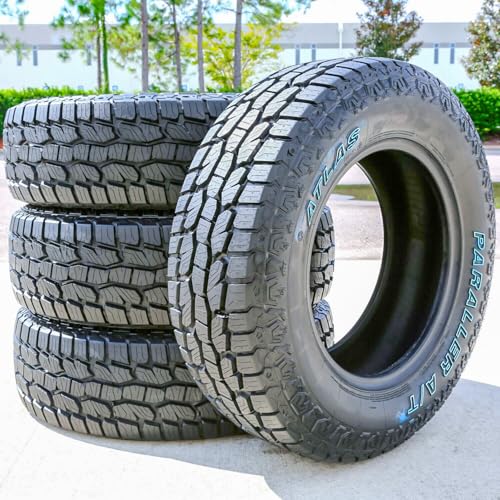 Set of 4 (FOUR) Atlas Paraller A/T Truck/SUV All-Terrain Off-Road Radial Tires-255/70R16 255/70/16 255/70-16 111S Load Range SL 4-Ply OWL Outlined White Letters