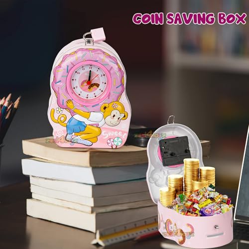 Image of Zest 4 Toyz Money Bank for Kids 2 in 1 Metal Piggy Bank with Lock N Key Table Alarm Clock for Kids Money Saving Box Gullak Money Box Coin Bank Birthday Gift Toy Age 3+