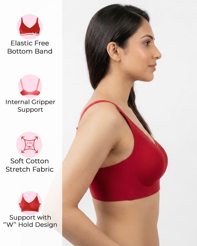 Image of Women's Cotton Padded Full Coverage Bonded Bra | Seamless T-Shirt Bra | Wire-Free | Breathable Cotton Fabric | Elastic-Free Bottom Band & Armholes | No Marks, No Digging | Pack of 1