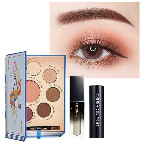 Wonderland Glamour Trio: READY TO SHINE Shades of Wonderland Blush and Eyeshadow Palette, CRUSH ON YOU Lipstick 302, and FABULOUS Hydrating Clear Lip Glow 100 Cover