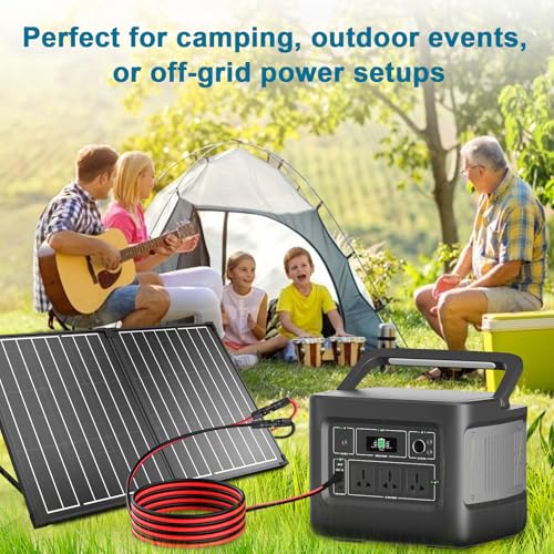Cabo adaptador de painel solar para XT60i 40FT - 10AWG XT60i Cabo solar fêmea fio de cobre estanhado
