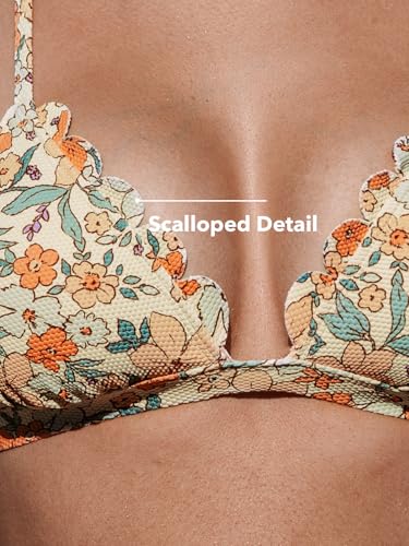 Image of CUPSHE Bikini Set for Women Bathing Suit High Waisted Scalloped V Neck Two Pieces Swimsuit