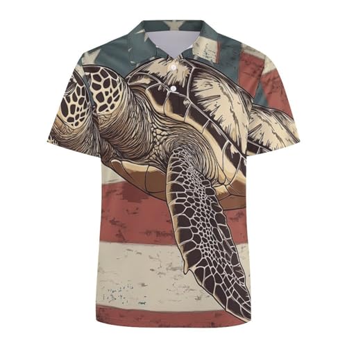 Polo transpirable de mujer con estampado de tortuga marina y bandera 5