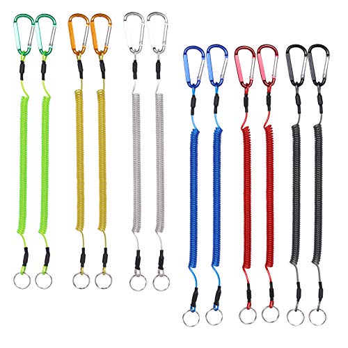Image of BB Hapeayou Fishing Lanyard Heavy Duty Retractable Coiled Tether with Carabiner for Pliers, Boating, Tools