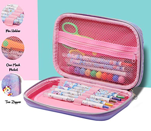 Image of Zest 4 Toyz Unicorn Fluffy Pencil Case|Cute Plush Pencil Pouch Large Capacity Hardtop EVA Pencil Case with Soft Fur Durable Zipper|School Pouch for Girls-Multicolor
