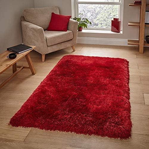 Image of Square Plain Fur Rugs for Hall and Drawing Room Galicha 7x7 Feet Sqaure Red