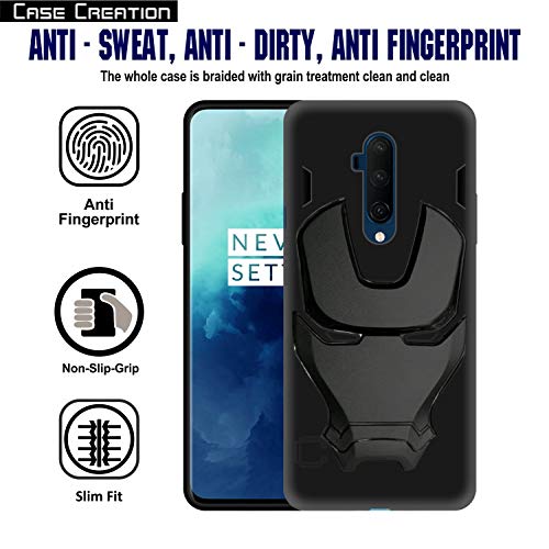 Image of COVERLY Official 3D Touch Feel Trending Avengers Logo Mask Soft Rugged Grip Silicone Iron Man Super Power Cartoon Movie Engraved Silicone Matte Back Cover for Oneplus 7T Pro -Black