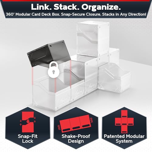 Image of Quiver Time 360 Modular Nexus DeckBlock - Durable Stackable MTG Deck Box for Commander fits 100+ Cards | Stylish 100 Card Deck Box MTG | Interchangeable TCG Decks Boxes (1 pcs, White)