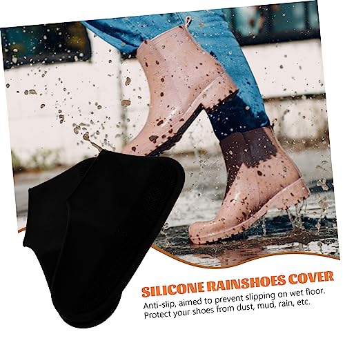 Cubiertas para zapatos impermeables y antideslizantes de silicona, 1 par, talla L, color negro, para mujer miniatura 6