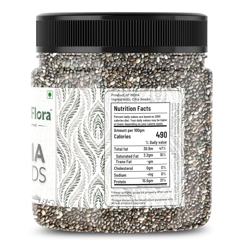 Image of JUNGLE FLORA Organic Chia Seeds 500g | Raw Chia seed | seed for eating | Seeds for Weight Management | Healthy Snack | Healthy food for eating diet snacks for weight loss.