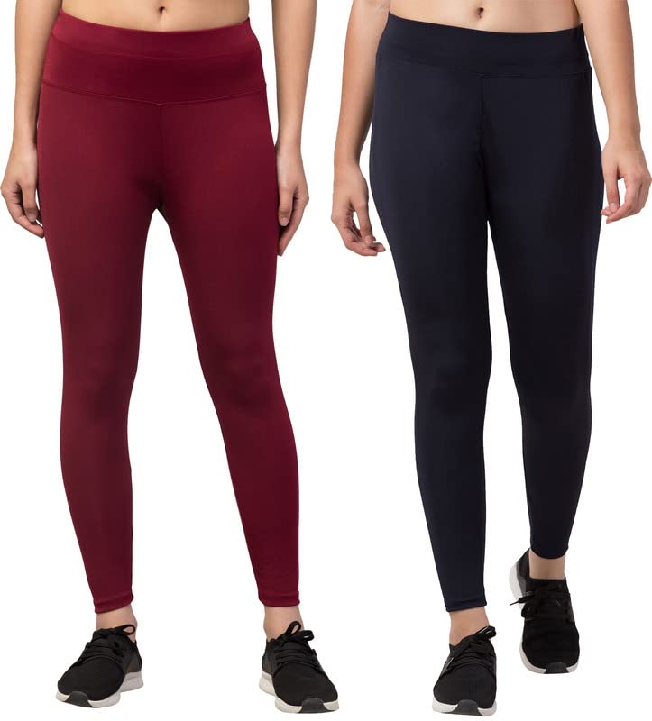 Image of BLUECON Gym wear Leggings Ankle Length Workout Pants | Stretchable Tights | Mid Waist Sports Fitness Yoga Track Pants for Girls & Women (Pack of 2)