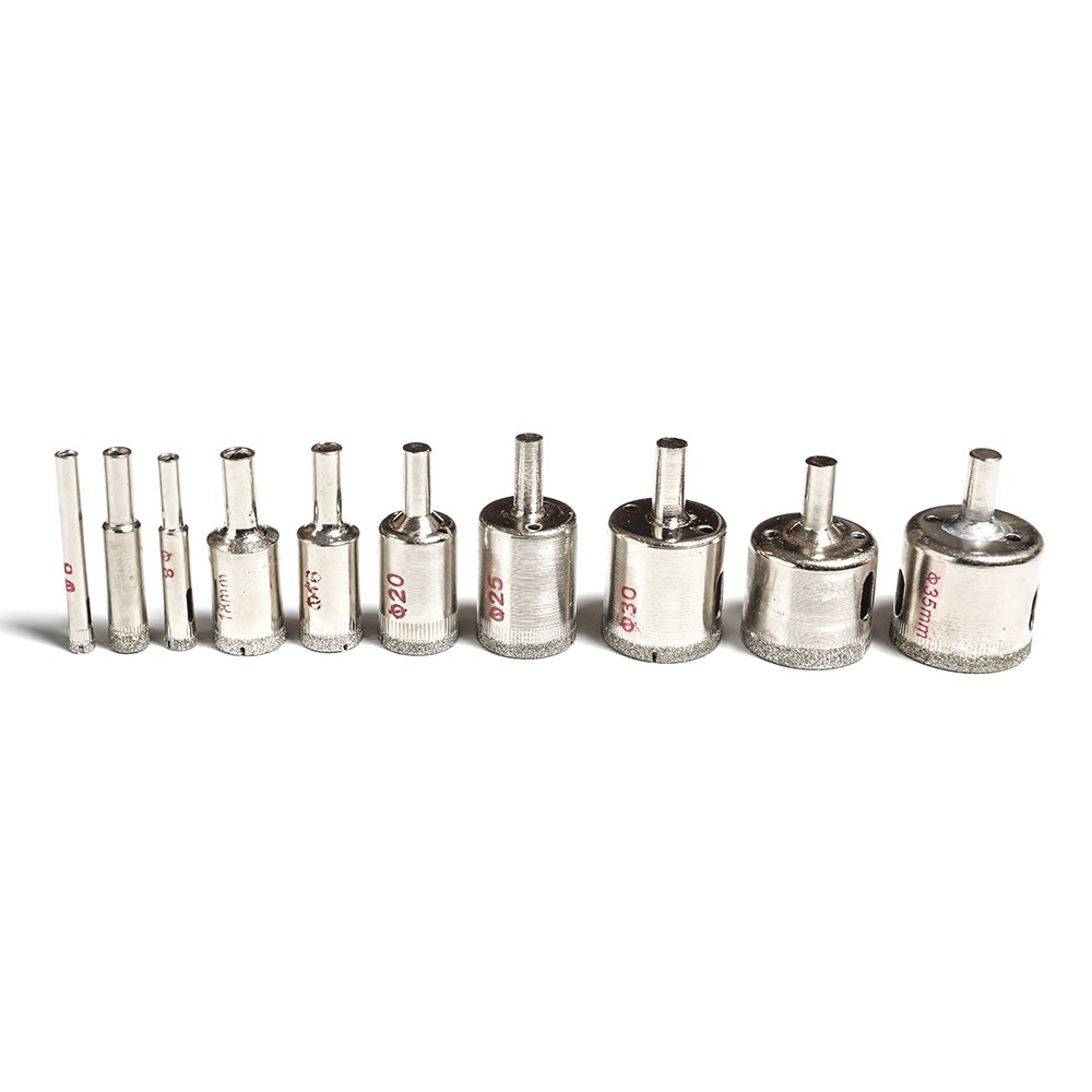 Lot de 10 Foret Forage Trou Scie Trépan pour Céramique Verre Carrelage Grés 6mm-35mm