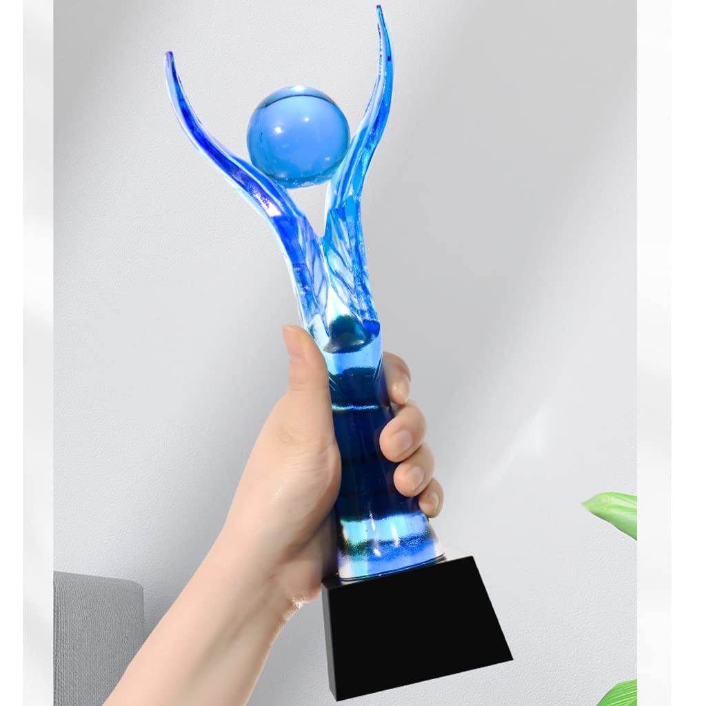 Pokale, Medaillen Auszeichnungen Trophäe Aus Blauem Glas Dekorationsornamente Für Den Heimarbeitsplatz Meisterschaftstrophäe des Talentwettbewerbs Schöne Trophäe Jubiläums-Souvenir-Trophäe Pokale