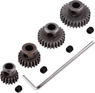 Hobbypark Steel Metal Mod 0.6 Module Pinion Gear Set Motor Gears 5mm Shaft Hole 17T 21T 26T 29T for RC Cars Trucks Crawlers Buggies (4-Pack)
