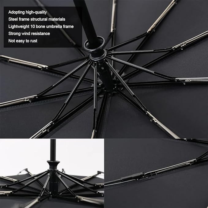 RutviRoshan AKSHAR ENTERPRISE Automatic Folding Umbrella for Men and Women, Reinforced Windproof Umbrella, Strong Sunshade, Wind and Water Resistant, 10 Ribs 2