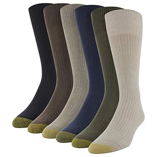 Gold Toe Men's Stanton Crew Socks, 6 Pairs, Khaki Marl Assorted, Shoe Size: 12-16